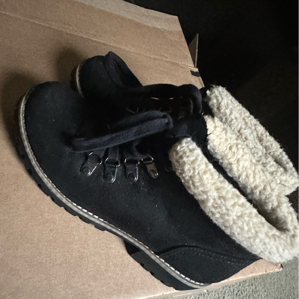 Black Suede Ankle Boots with Fur Lining